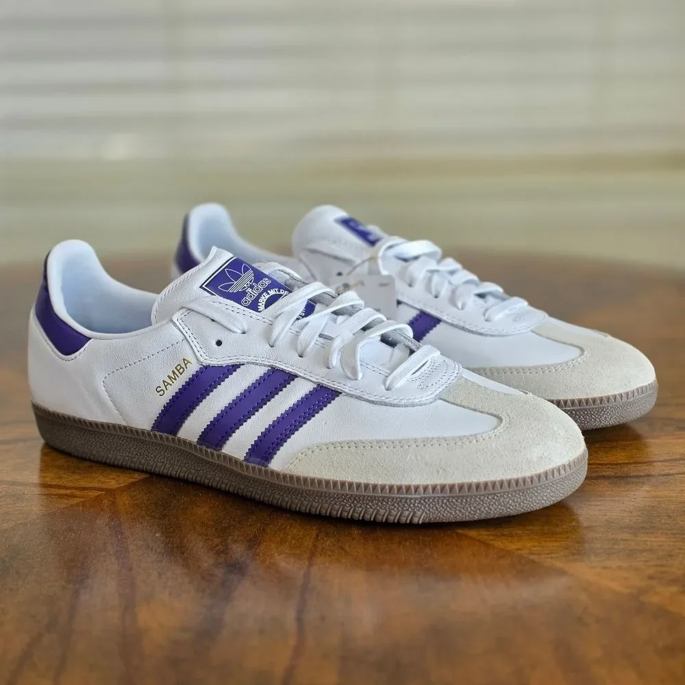 Adidas Originals Samba ADV Cloud White Purple Men's Size 12 Leather New IE6613 - Picture 1 of 14